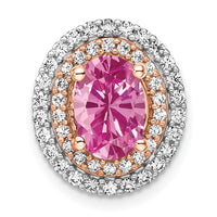 14k Two-Tone Lab Grown Diamond & Created Pink Sapphire Pendant
