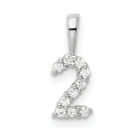 14k White Gold Diamond Number 2 Pendant