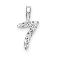 14k White Gold Diamond Number 7 Pendant