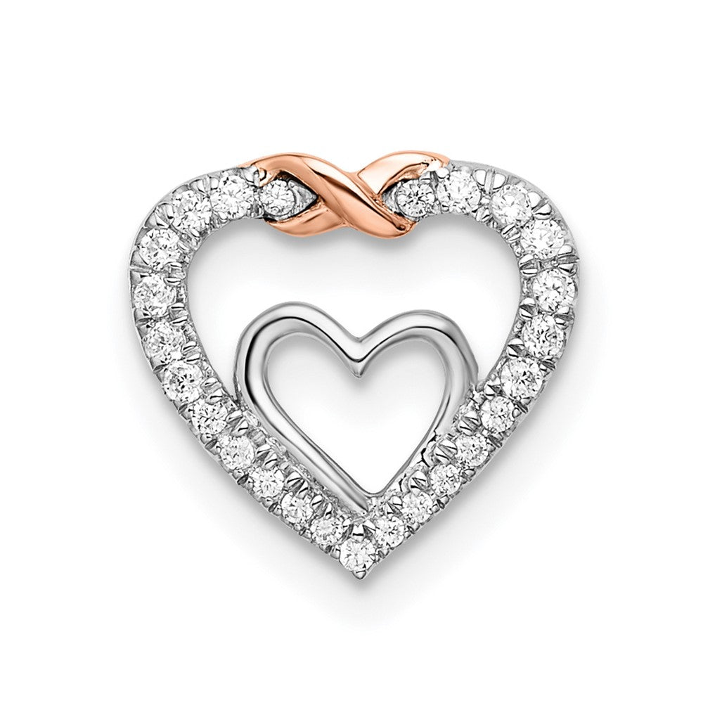 14k White & Rose Gold Heart Diamond Chain Slide
