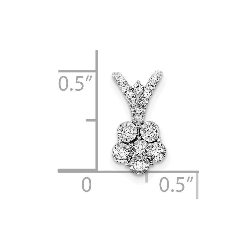 14k White Gold Polished Diamond Flower Pendant