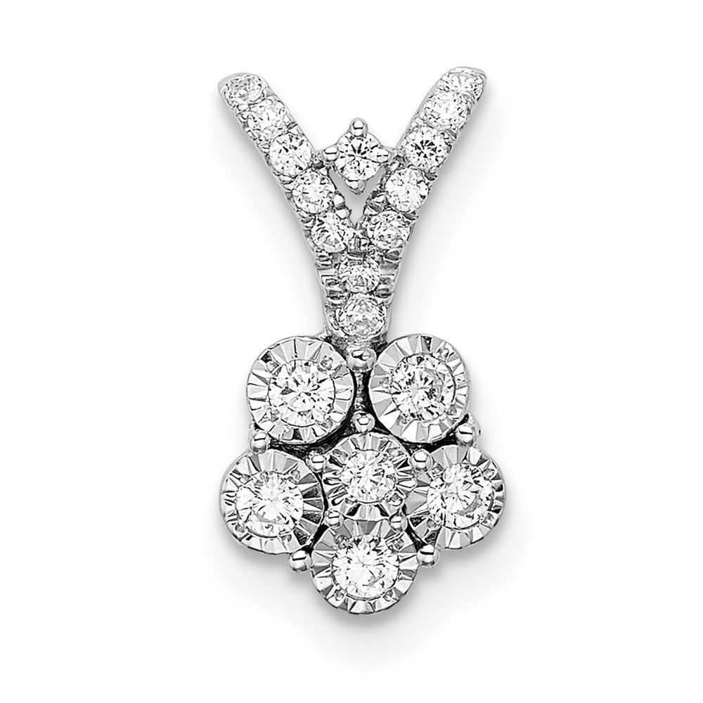 14k White Gold Polished Diamond Flower Pendant