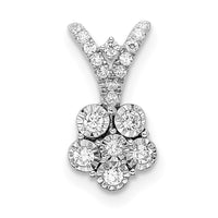 14k White Gold Polished Diamond Flower Pendant