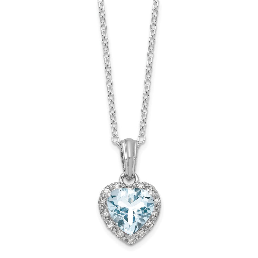 Sterling Silver Aquamarine & Diamond Necklace