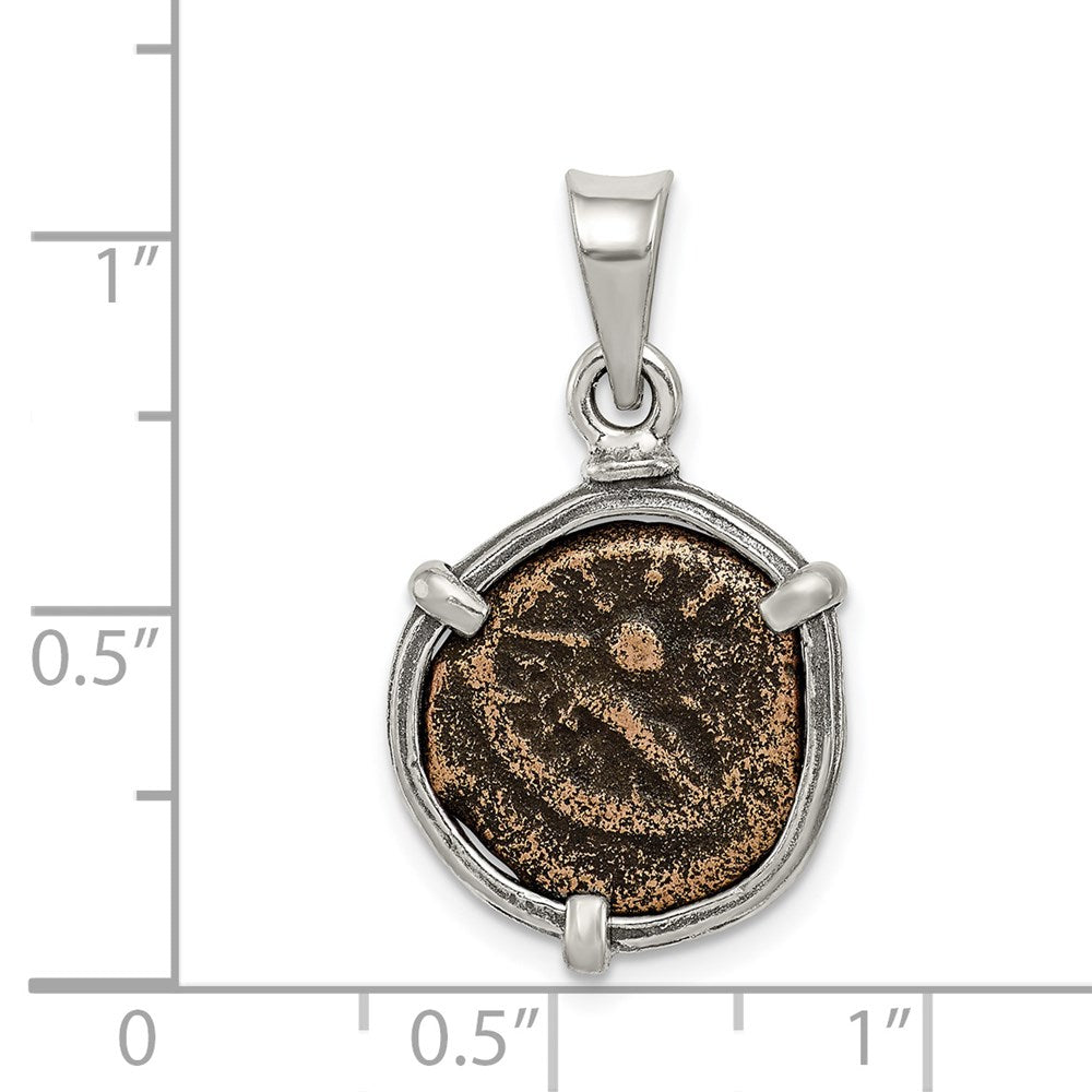 Sterling Silver Ancient Coins Antiqued Widow's Mite Coin Pendant