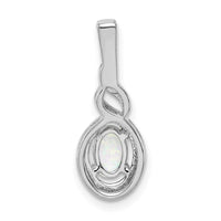 Sterling Silver Rhodium-plated Created Opal & Diam. Pendant