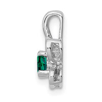 Sterling Silver Rhodium-plated Created Emerald Pendant