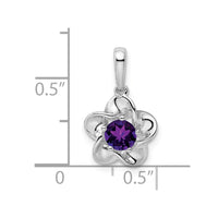 Sterling Silver Rhodium-plated Floral Amethyst Pendant