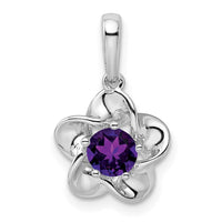 Sterling Silver Rhodium-plated Floral Amethyst Pendant