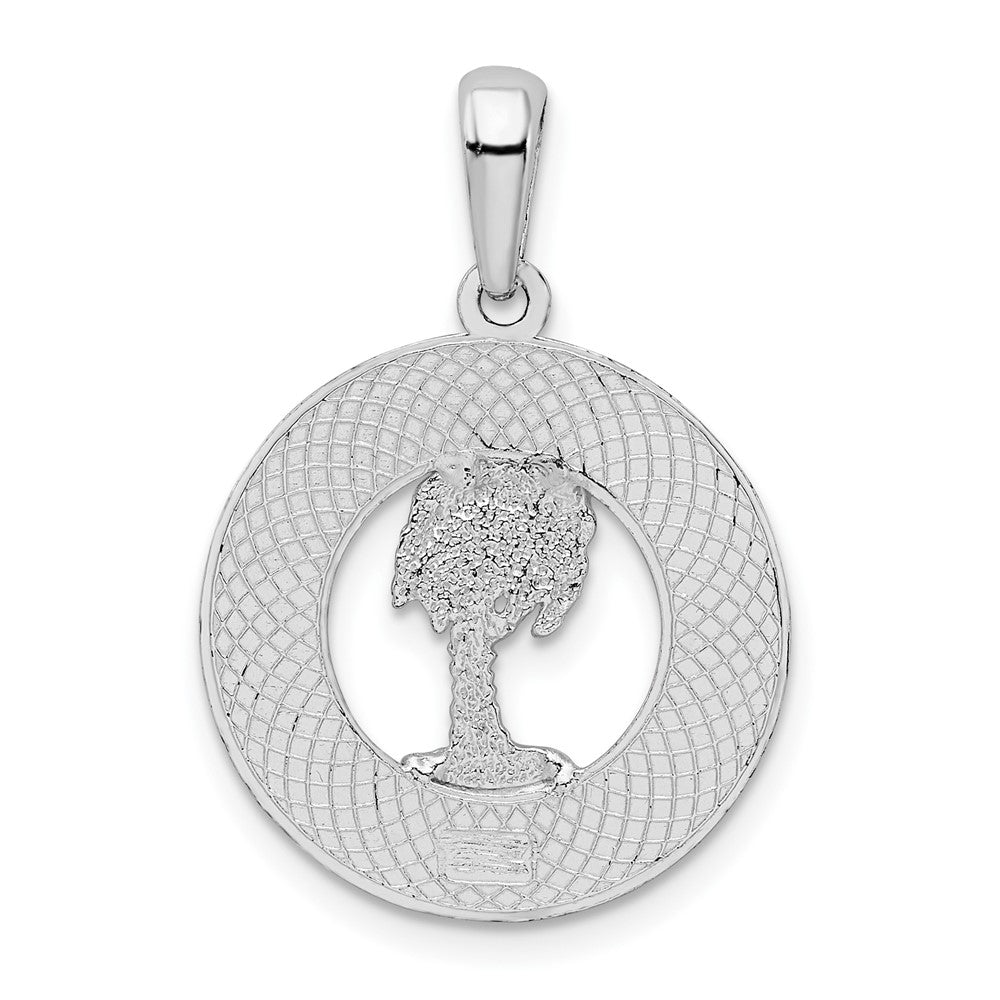 Sterling Silver Polish St. Augustine w/Palm Tree Circle Pendant