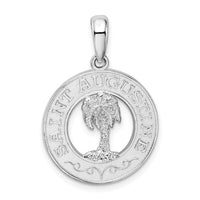 Sterling Silver Polish St. Augustine w/Palm Tree Circle Pendant