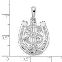 Sterling Silver Polished Dollar Sign In Horse Shoe Pendant