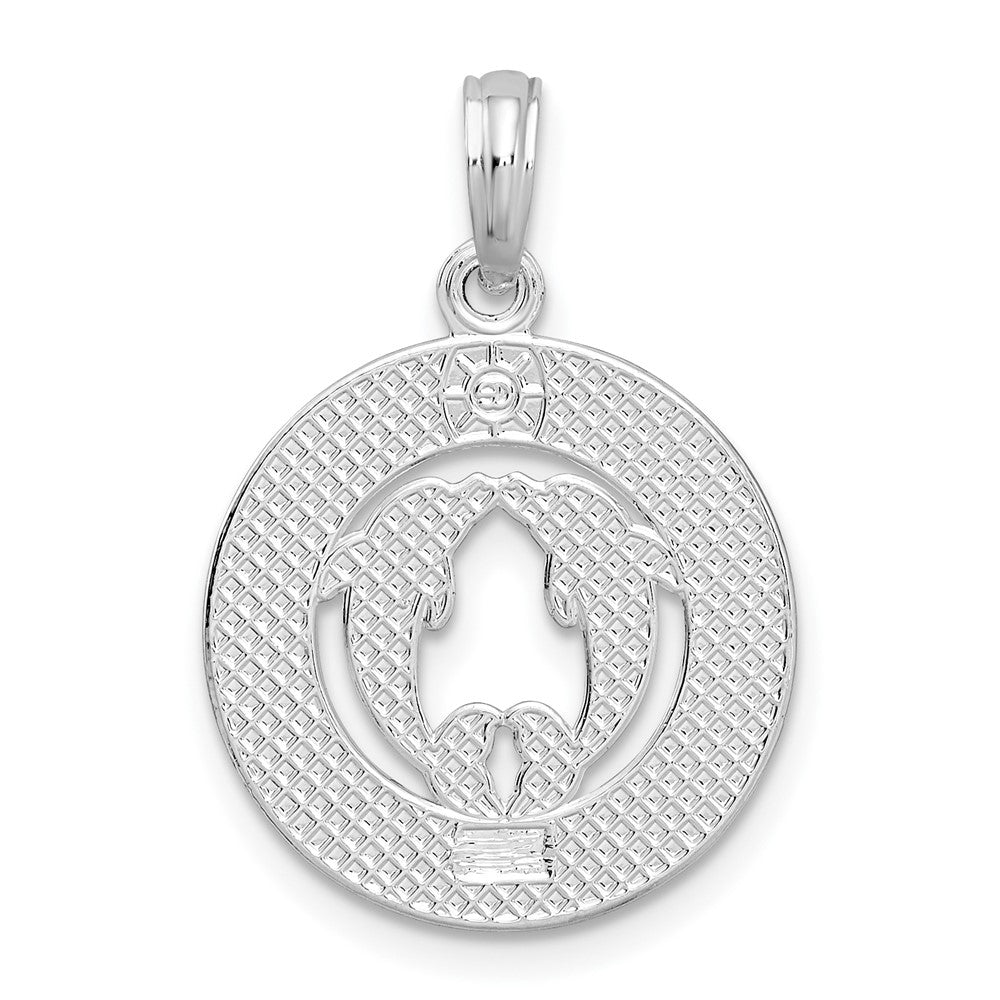 Sterling Silver Polished Virginia Beach w/Dolphins Circle Pendant