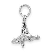 Sterling Silver Polished 3D Hibiscus Flower Pendant