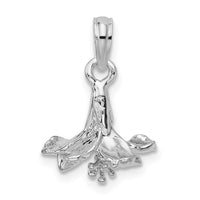 Sterling Silver Polished 3D Hibiscus Flower Pendant