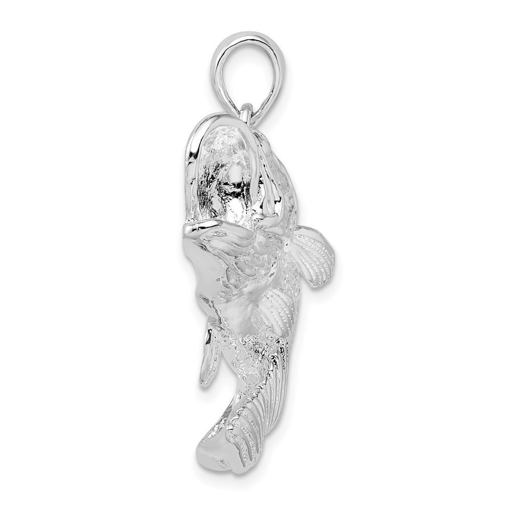 Sterling Silver Jumping Bass Fish Pendant