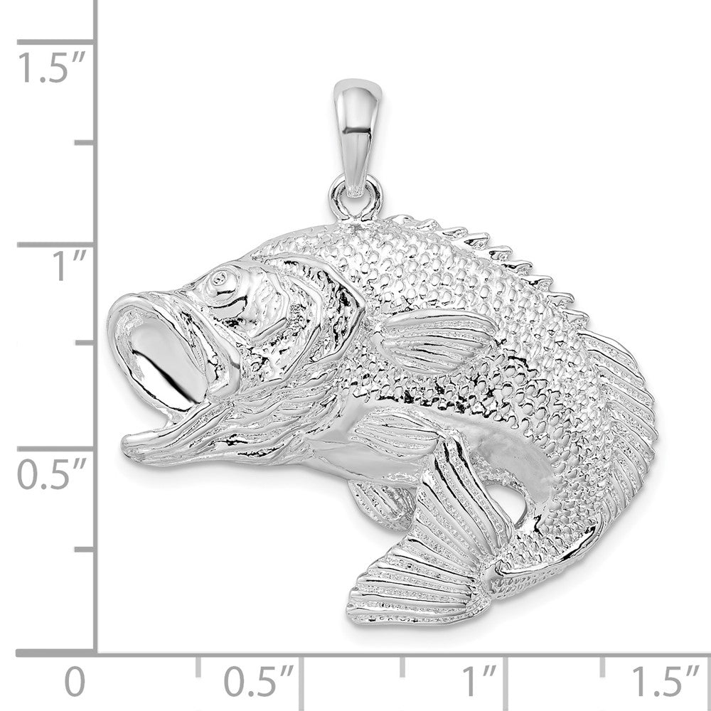 Sterling Silver Jumping Bass Fish Pendant