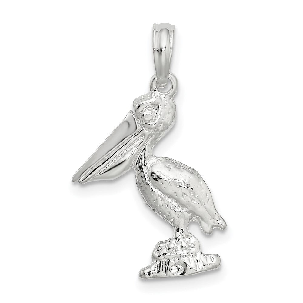Sterling Silver Small 3D Standing Moveable Mouth Pelican Pendant