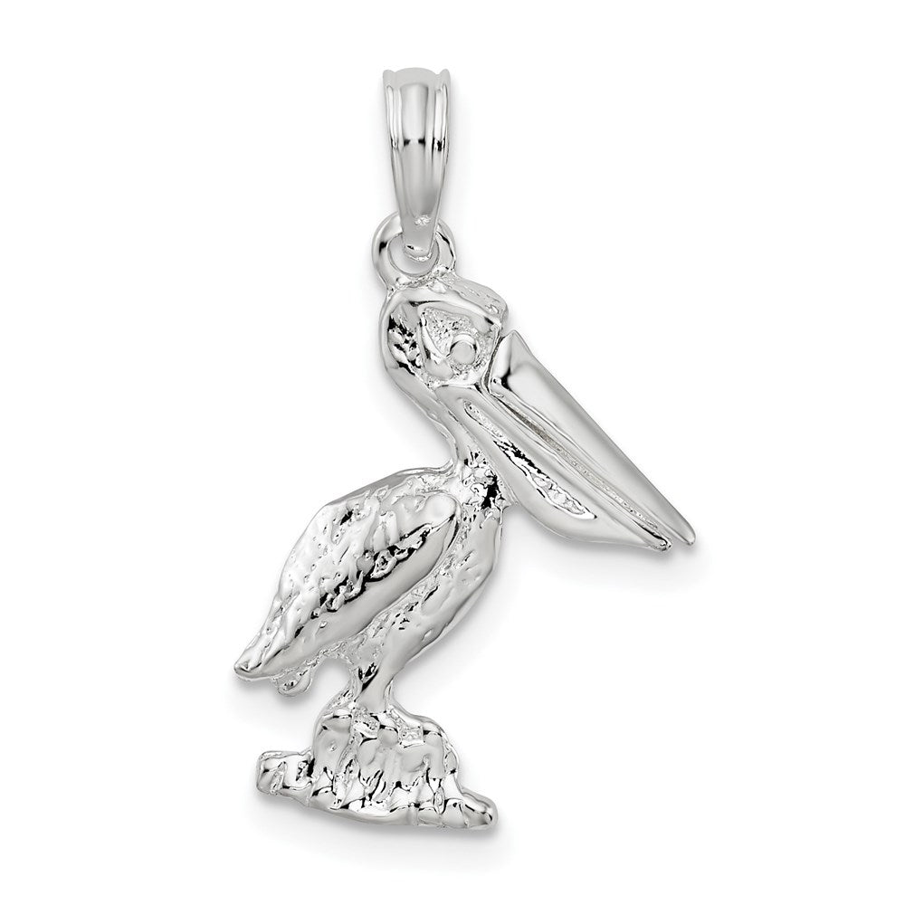 Sterling Silver Small 3D Standing Moveable Mouth Pelican Pendant