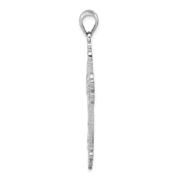Sterling Silver Diamond-cut Filigree Fleur de Lis Cross Pendant