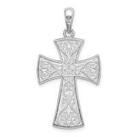 Sterling Silver Fancy Heart Design Cross Pendant