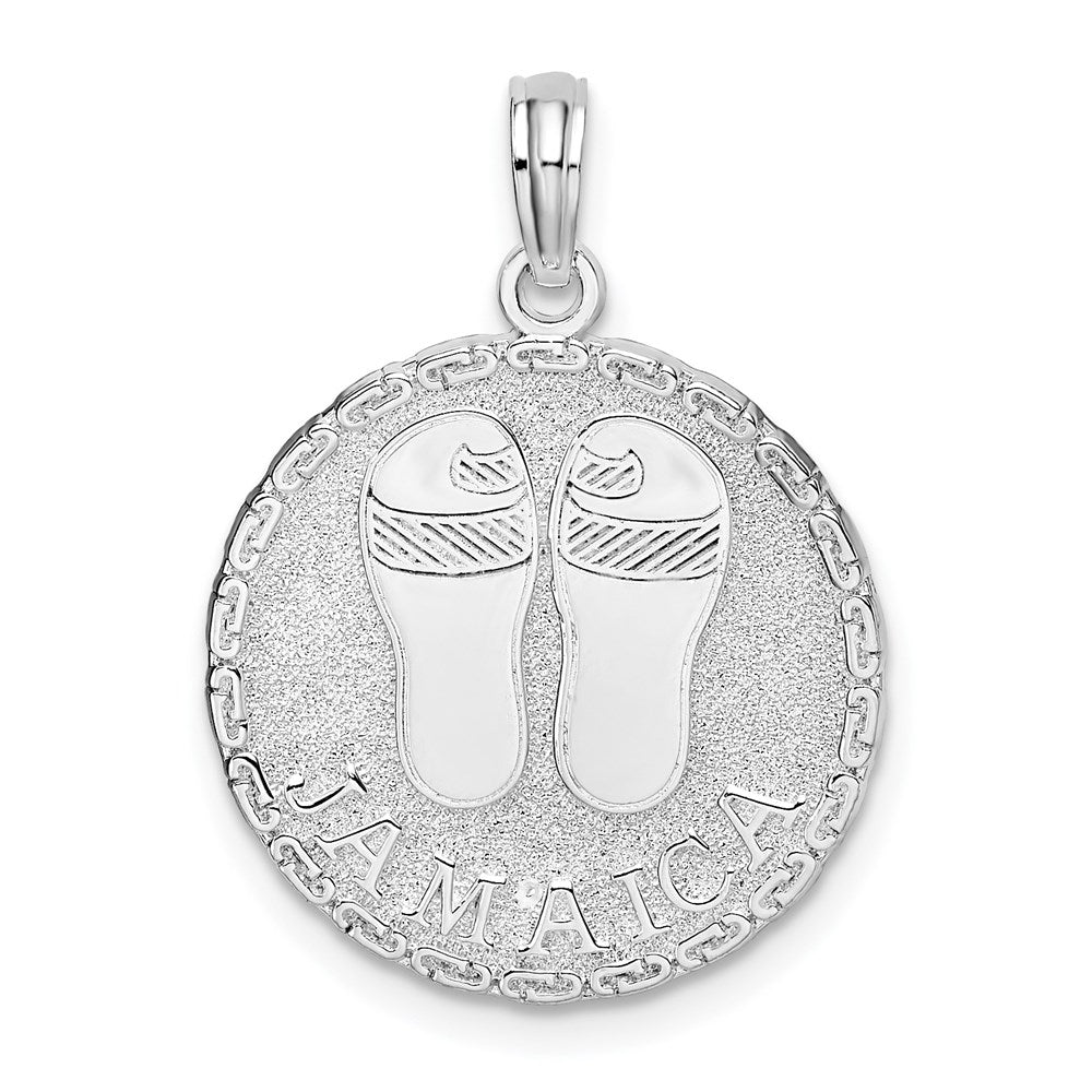 Sterling Silver Jamaica w/Sandals Disc Pendant