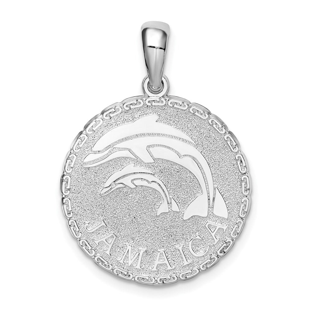 Sterling Silver Jamaica w/Dolphins Disc Pendant