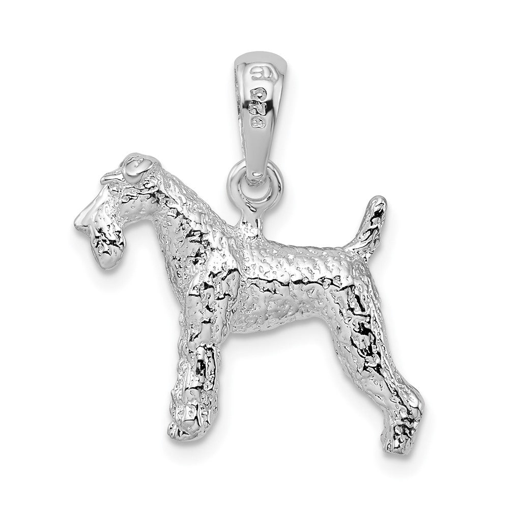 Sterling Silver Textured 3D Wire Fox Terrier Pendant