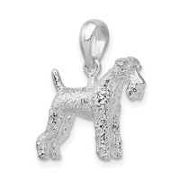 Sterling Silver Textured 3D Wire Fox Terrier Pendant
