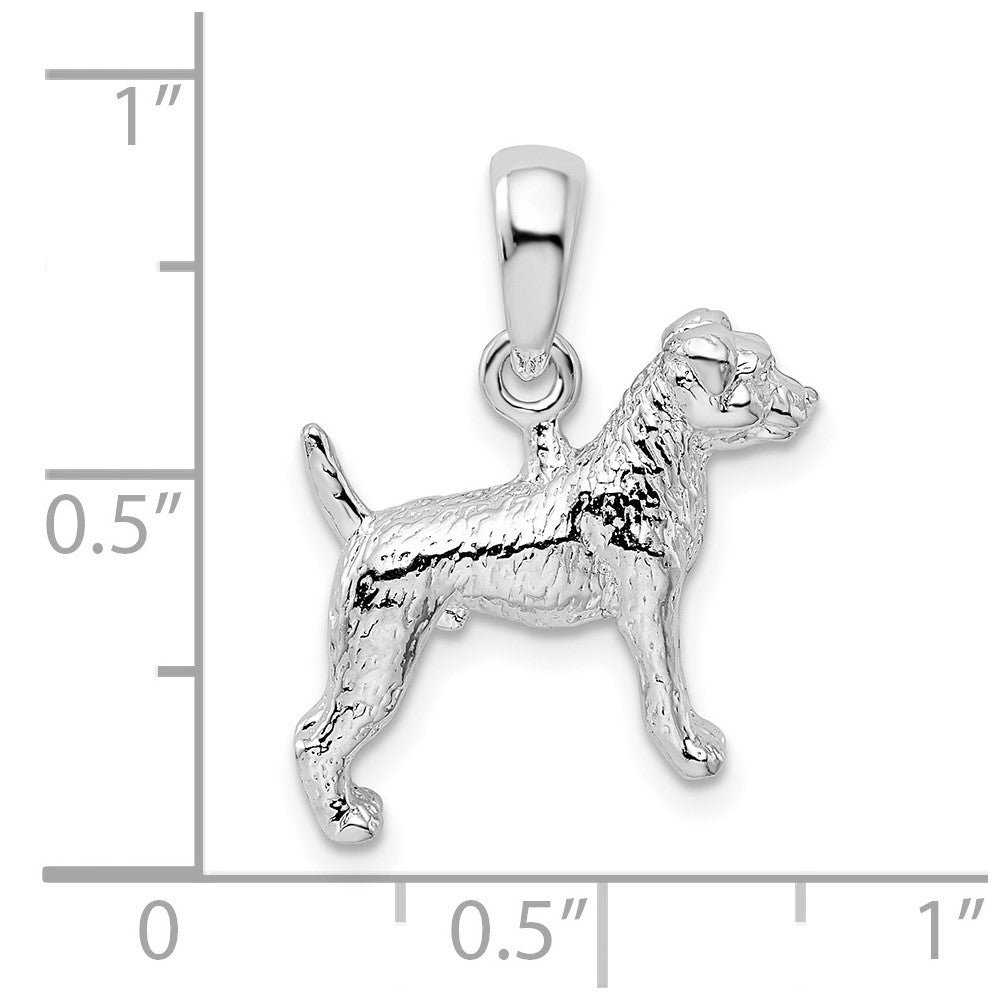 Sterling Silver Textured 3D Jack Russell Terrier Pendant