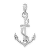 Sterling Silver Polished 3D Anchor and Rope Pendant