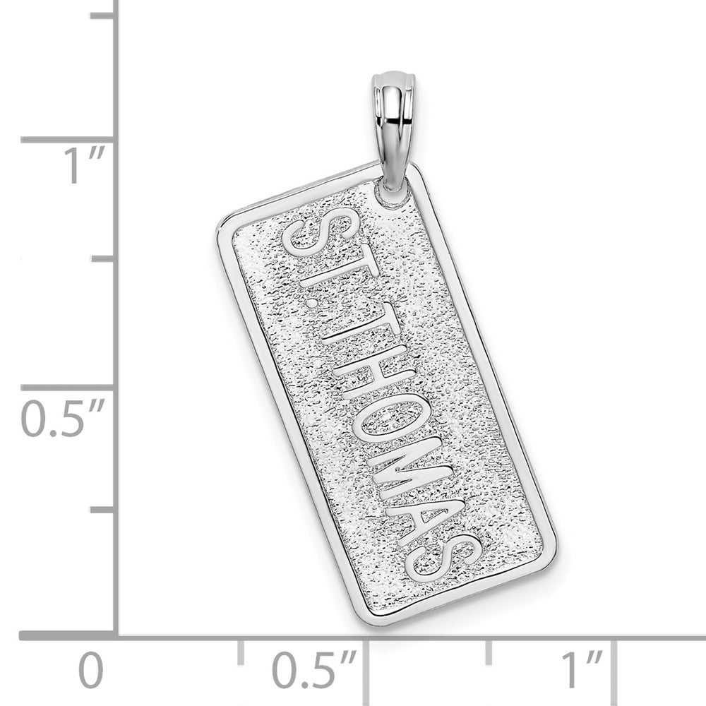 Sterling Silver Textured St. Thomas License Plate Pendant