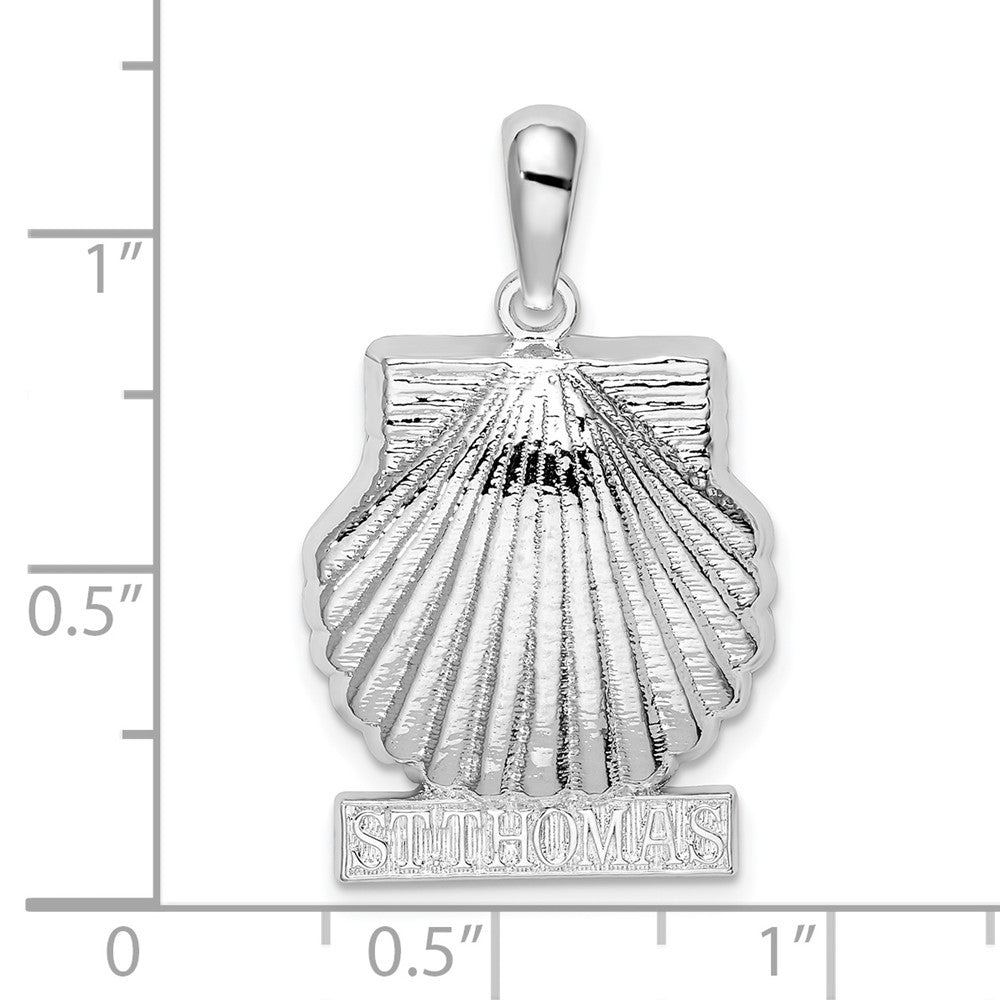 Sterling Silver Polished St. Thomas Scallop Shell Pendant