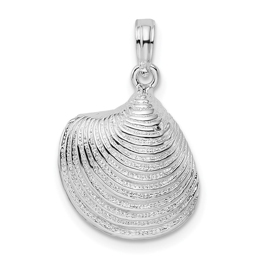 Sterling Silver Polished 3D Clam Shell Pendant