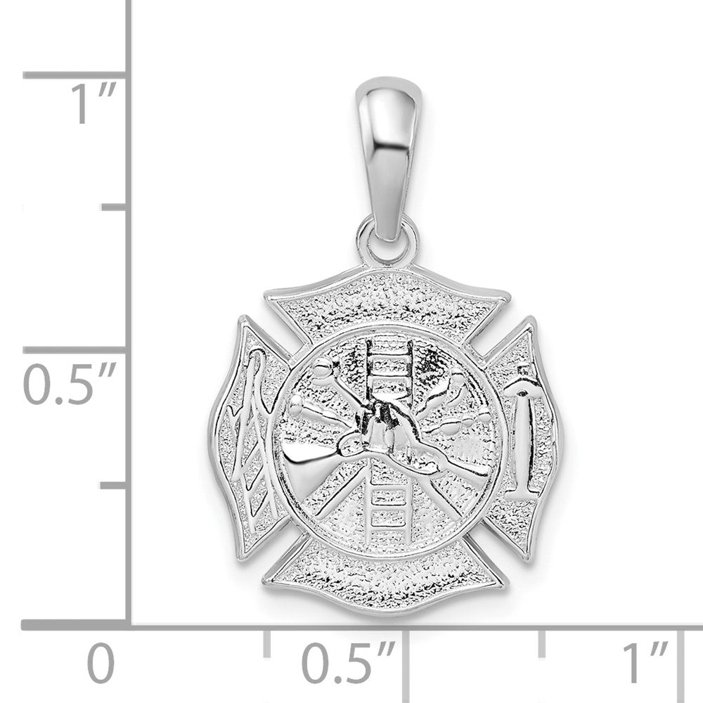 Sterling Silver Polished Reversible Fireman Medal Pendant