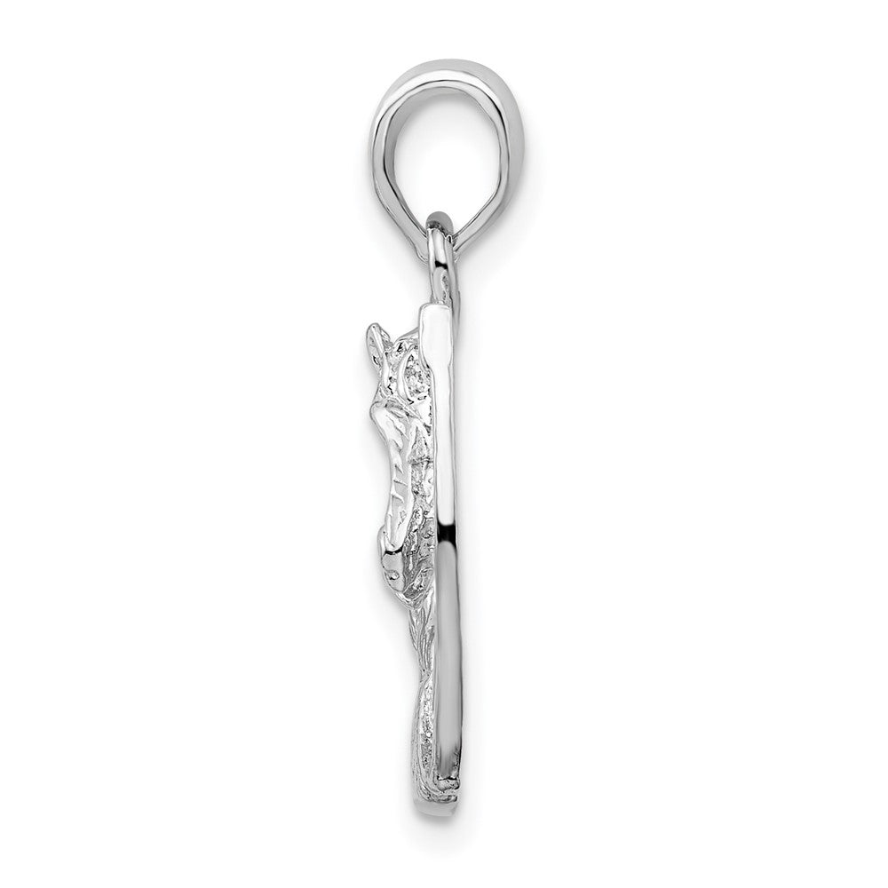 Sterling Silver Polished Horse Head in Horseshoe Pendant