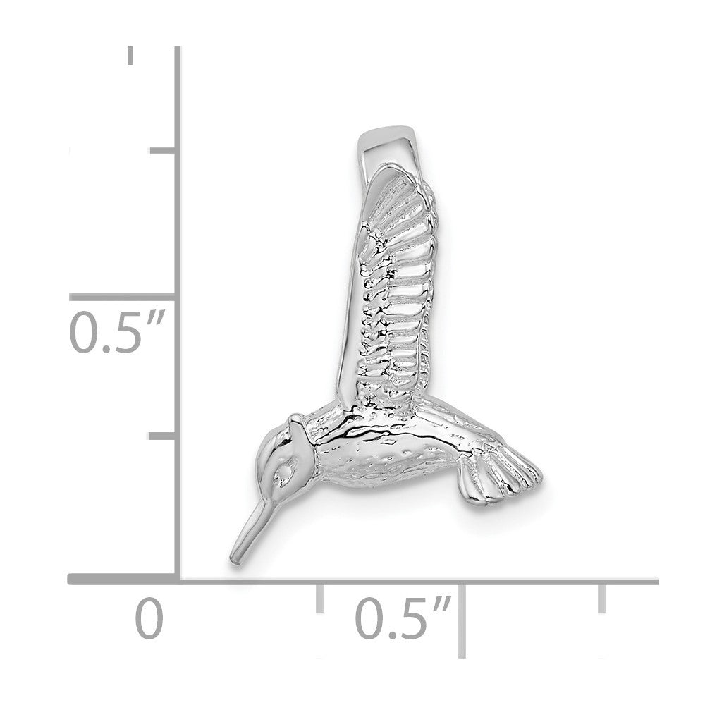 Sterling Silver Polished 3D Hummingbird Slide