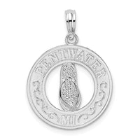 Sterling Silver Polished Pentwater, MI Circle w/Flip Flop Pendant