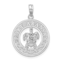 Sterling Silver Polished Port Aransas Circle w/Turtle Pendant