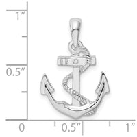Sterling Silver Polished Anchor w/Rope Pendant