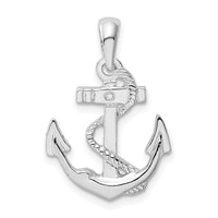 Sterling Silver Polished Anchor w/Rope Pendant
