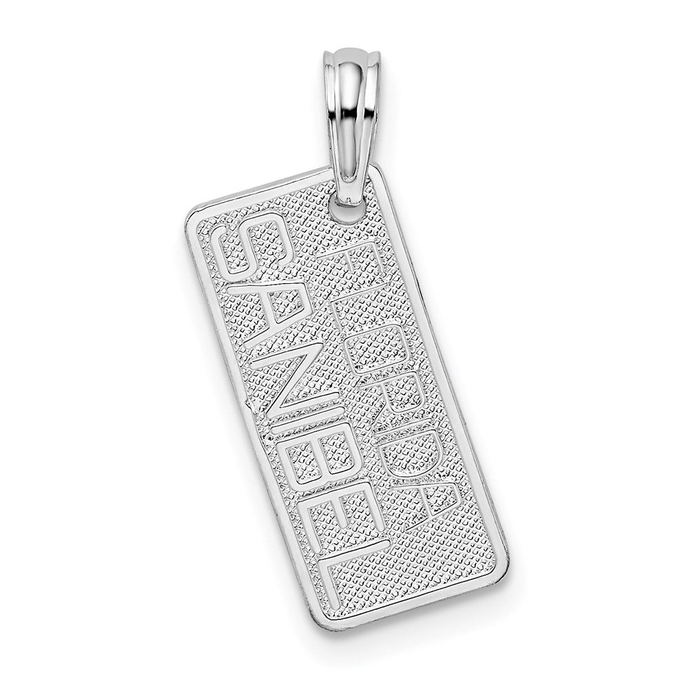 Sterling Silver Textured Small Florida Sanibel License Plate Pendant