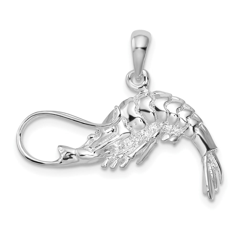 Sterling Silver Polished 3D Shrimp Pendant