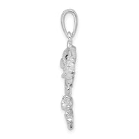 Sterling Silver Polished Jumping Bass Fish Pendant