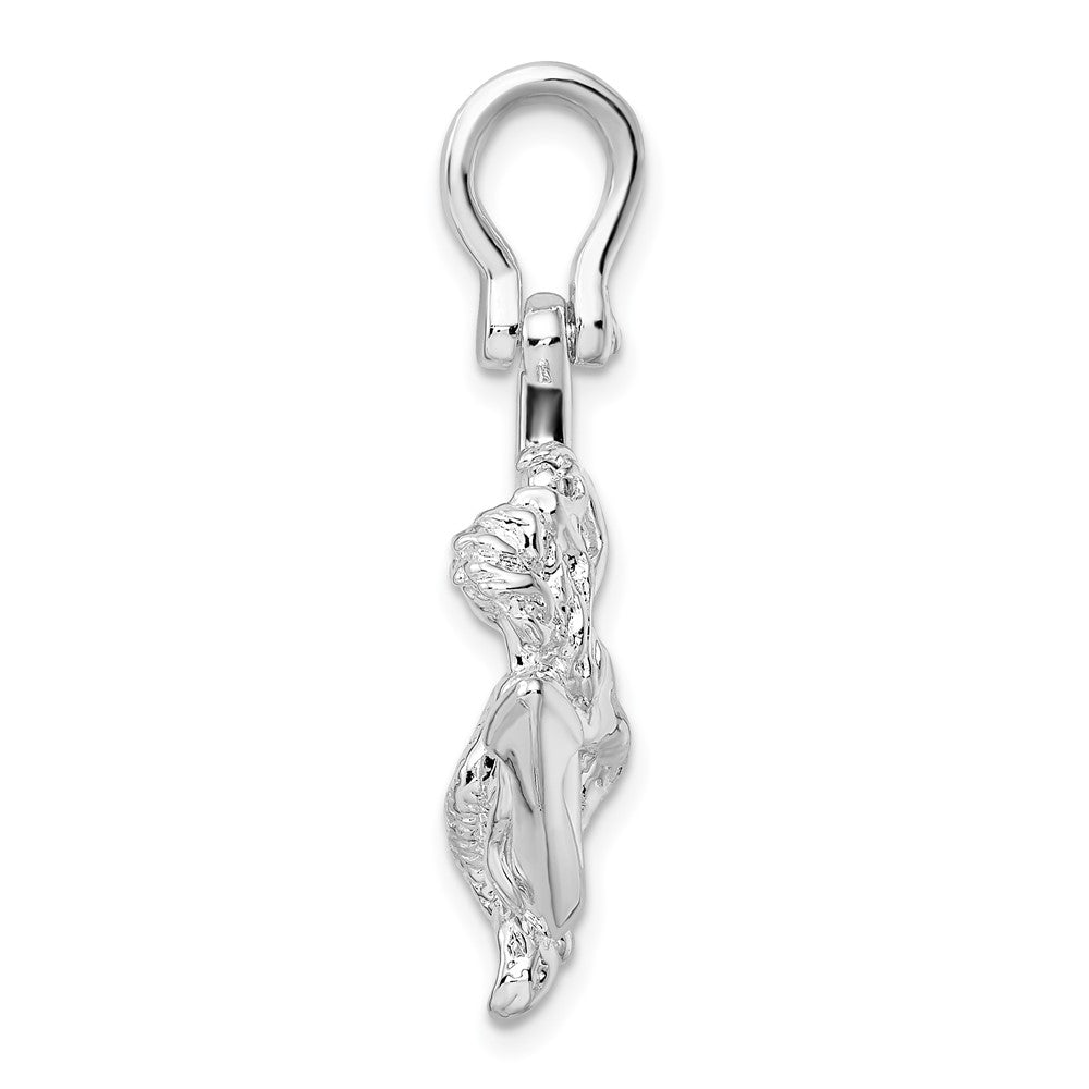 Sterling Silver Polished 3D Anchor w/Mermaid Pendant