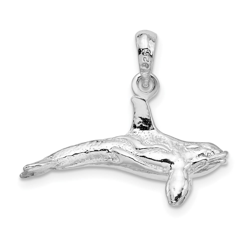 Sterling Silver Textured 3D Killer Whale Pendant