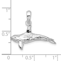 Sterling Silver Textured 3D Killer Whale Pendant