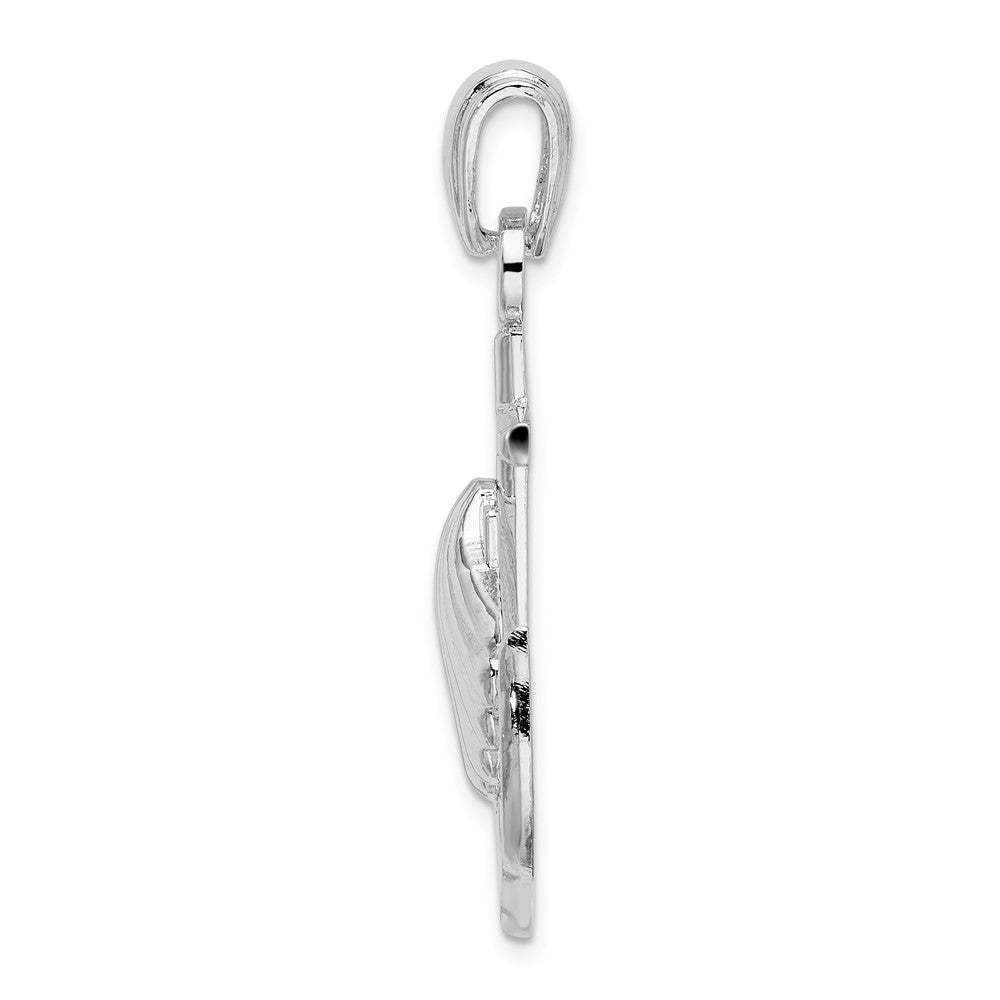 Sterling Silver Polished Anchor w/Scallop Shell Pendant