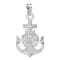 Sterling Silver Polished Anchor w/Scallop Shell Pendant