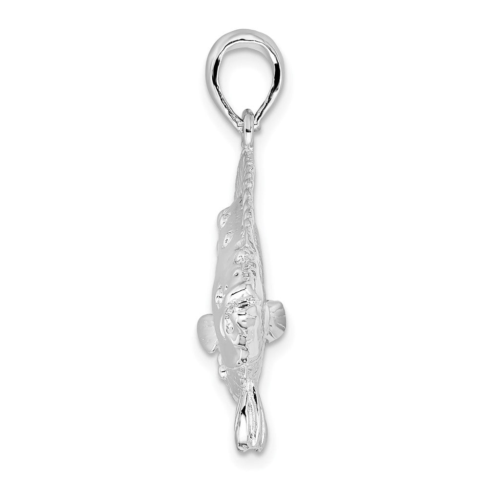 Sterling Silver Polished 3D Flounder Fish Pendant